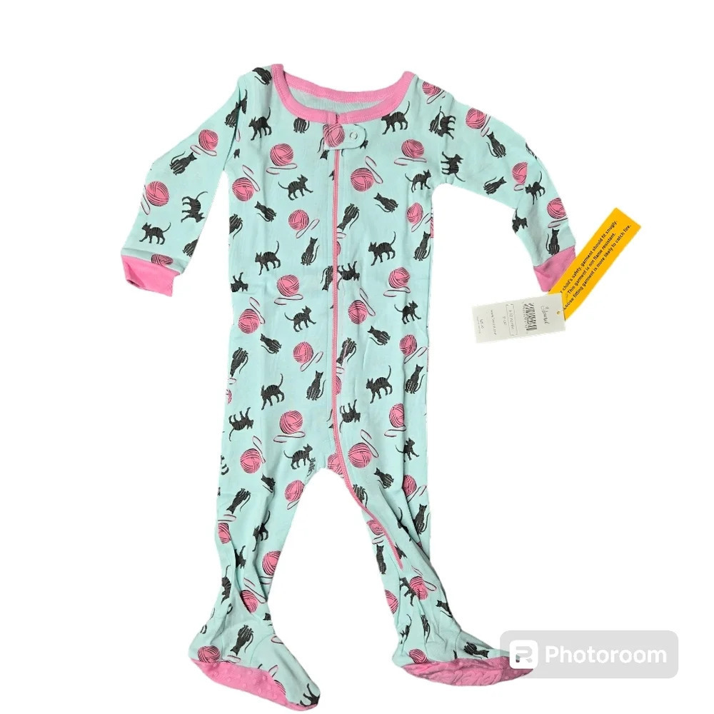 Leveret Pink/Blue Cat Print Onesie 6-12M